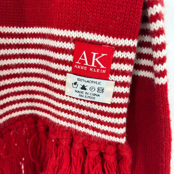 Lot of 3 Winter Scarves Knit Stripe Reindeer Fringe Red Plaid Fleece Acrylic - Picture 8 of 11